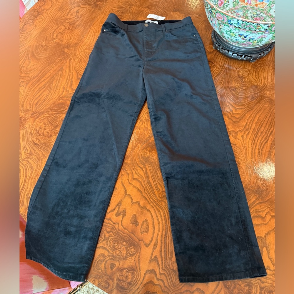 Ann Taylor Straight Leg Black Velvet Pants